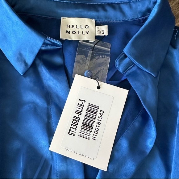 NWT Hello Molly Just Flawless Satiny Mini Dress Blue - Picture 5 of 11